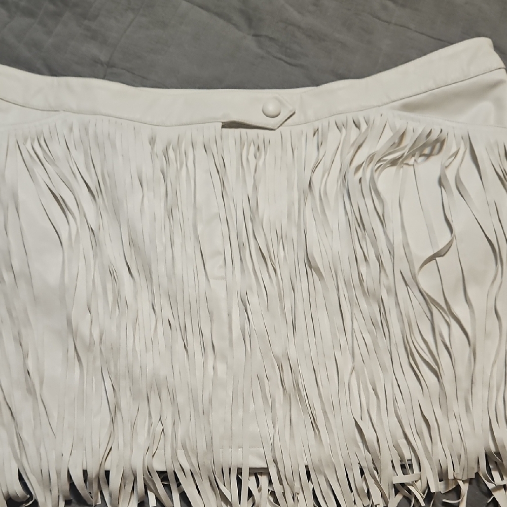 Fashion Nova White Fringe Mini Skirt